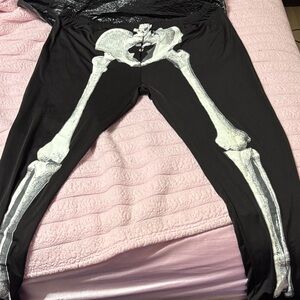 Skeleton Print Black Kids Leggings